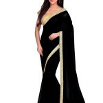 Black plain saree with blouse - Anjaneya Sarees - 26620