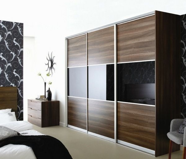 elegant wardrobe design brown black mirror surfaces | Wardrobe .