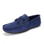 AGSan Men Blue Loafers Moccasins Suede Leather Driving Loafers .