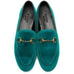 Gucci Blue Velvet Jordaan Loafers ($645) ❤ liked on Polyvore .