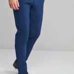 Buy Blue Skinny Fit Machine Washable Plain Front Trousers from .