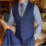 2017 Autumn Winter Navy Blue Vests For Men Slim Fit Groom Vest .