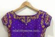 Boat Neck Blouse in Purple - Saree Blouse Patter