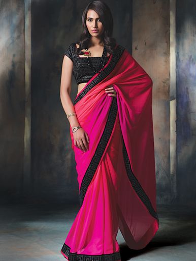 Chiffon saree with velvet border embellished with stones with .