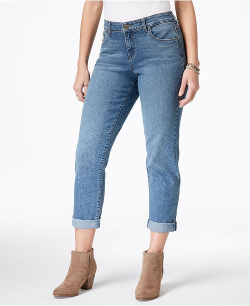 Style & Co Curvy-Fit Cuffed Boyfriend Jeans, Created for Macy's .