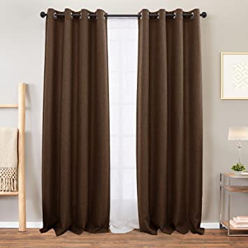 Amazon.com: Vangao Linen Textured Curtains Brown Blackout Curtain .