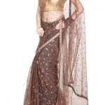 Brown Soft net saree | Indian sarees, Net saree, Fashi