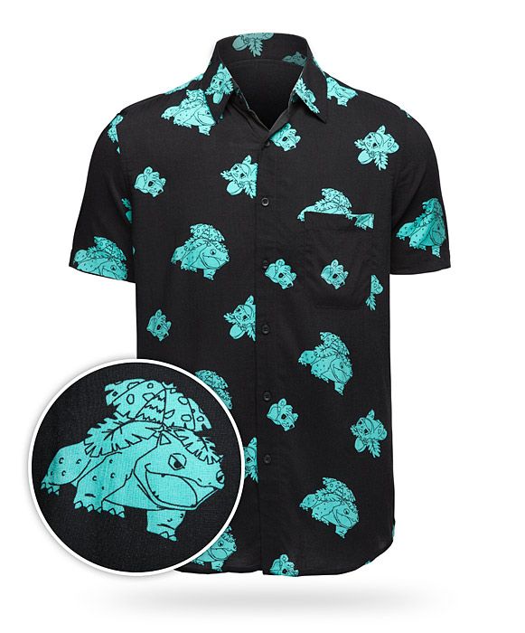 Bulbasaur Evolution Short Sleeve Button-Up Shirt (With images .