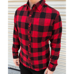 Red Checkered Flannel Button-Up | Long Sleeve Button-up Shirts .