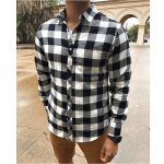 Black Checkered Flannel Button-Up | Long Sleeve Button-up Shirts .