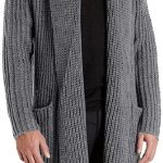 Karlywindow Men's Knitted Shawl Collar Cable Draped Open Front .