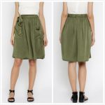 New Customized Casual Olive Green Skirts With Bandwaist Knee .
