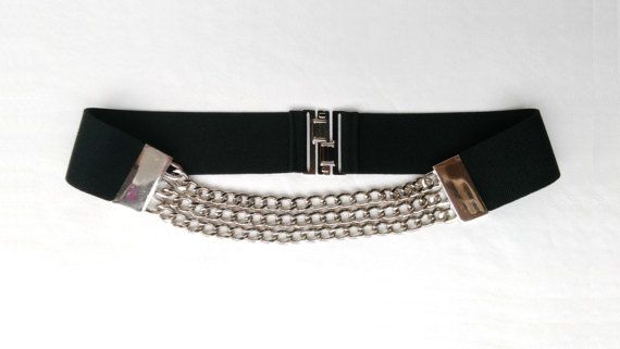 Black Chain belt / elastic belt womens cinch belt Rock / | Belt .