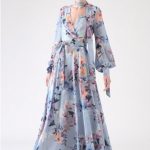 Floral Endearment Chiffon Maxi Dress in Blue - Retro, Indie and .