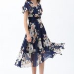 Sweet Surrender Floral Chiffon Dress in Navy - Retro, Indie and .