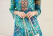 Womens Chiffon Tunic - Blue / Standup Collar / Bohemian Indian Sty
