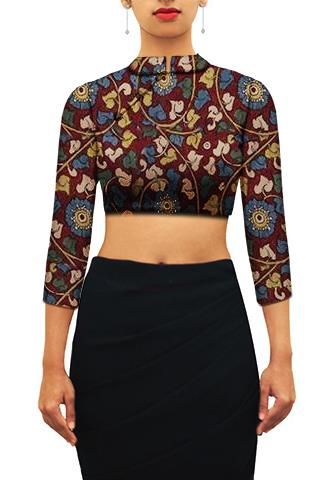 Kalamkari chinese collar blouse. Customize further or Design your .