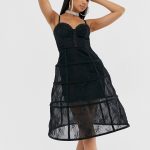 ASOS DESIGN Premium lace corset detail cage midi dress | AS