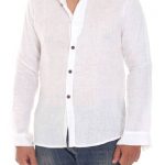 Lightweight Sheer White Cotton Long-Sleeved Shirt for Men - Pure .