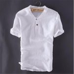 Shop Mens Pullover Linen Shirts Short Sleeve Summer Breathable .