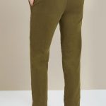 Green tapered-fit stretch cotton trousers | Slowe