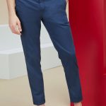 Blue tapered-fit stretch cotton trousers | Slowe
