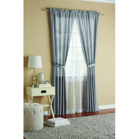 Mainstays 6 piece Curtain Set, 2 Panels with 2 Sheers and 2 .
