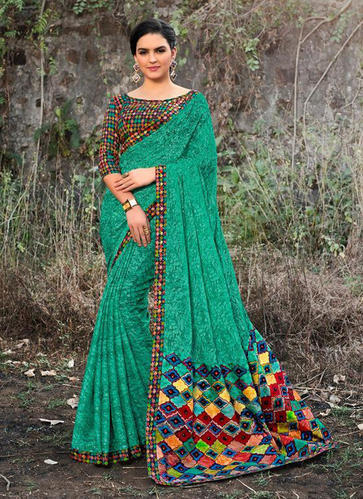 Georgette Printed Daily Wear Sarees with Blouse Piece, Saree .