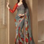 Grey & Maroon Printed Daily Wear Saree By Sahiba (With images .