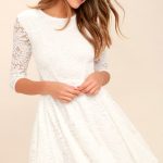 Lovely White Dress - Lace Dress - Skater Dre