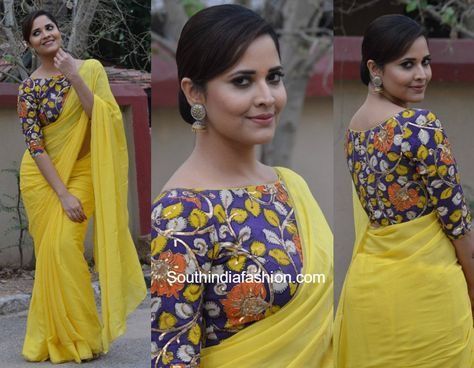 Deep boat neck | Kalamkari blouse designs, Sari blouse designs .