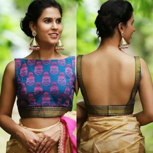 Deep Neck Blouse Designs – sanideas.com