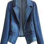 HOOBEE DENIM Women's Long Sleeve Denim Blazer Jacket Suits at .