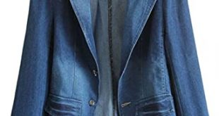 HOOBEE DENIM Women's Long Sleeve Denim Blazer Jacket Suits at .