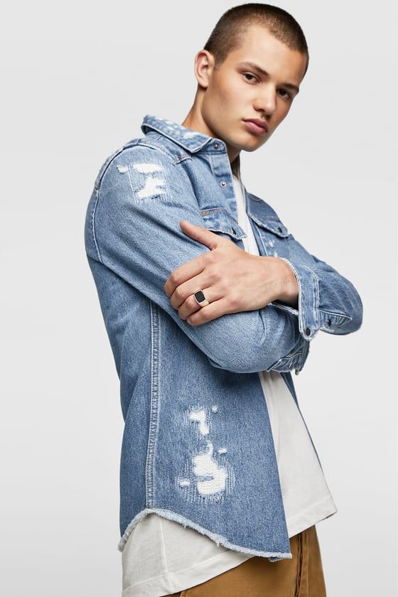 Men's Denim Shirts | ZARA United States (With images) | Ripped .