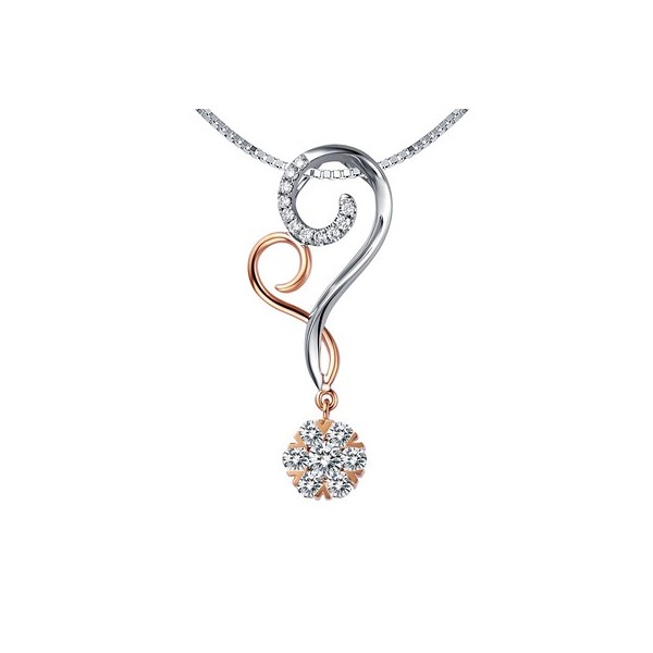 Heart Shape Designer Diamond Circle Pendant on 18k Rose Gold .