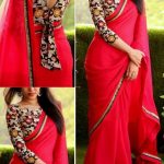 Buy Georgette Red Replica Saree | Sangeeta | Saree blouse patterns .