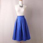 Women's Jacquard Pleated Fashion Designer Skirts (Midi .