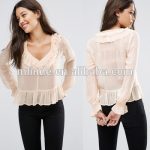 New Arrivels Women Fashion Designer Tops Ladies Sheer Blouse With .