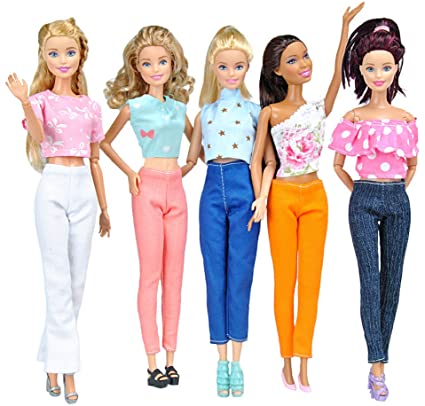 Amazon.com: E-TING 5 Sets Doll Clothes Casual Wear Outfit 5 Tops 5 .