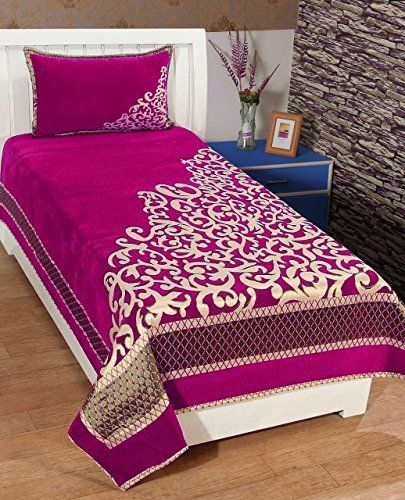 Rj Products Quality Chenille Violet Single Bedsheet With 1 Pillow .