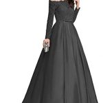 LINDO NOIVA Women's Off Shoulder Long Prom Dresses with Sleeves A .