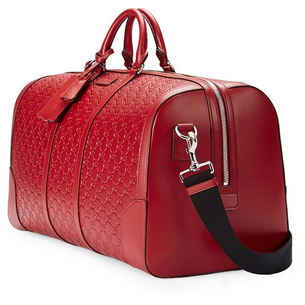 Gucci Signature Large Leather Duffel Bag ($2,850) ❤ liked on .