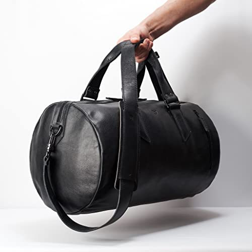 Amazon.com: Capra Leather Duffle Bag 25L for Men, Black Shoulder .