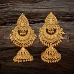 Designer antique jhumka earrings plated with gold polish and made .
