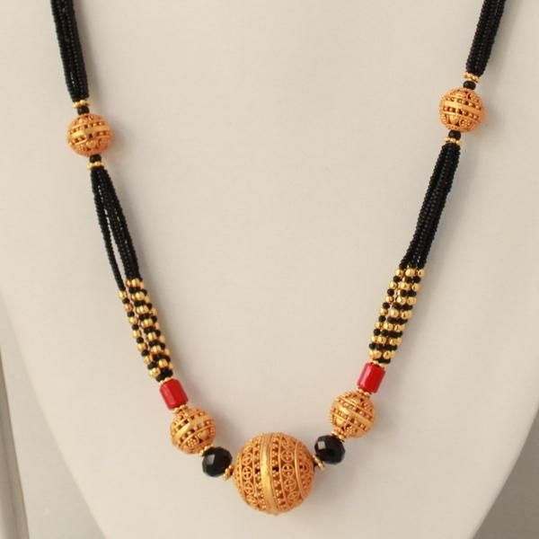 Long Fancy New Design Handcrafted Mangalsutra | Black beaded .
