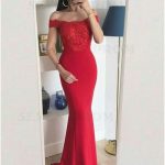 Buy Mermaid Off-the-Shoulder Floor-Length Red Formal Dress with .