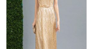 Charming Backless Gold Shining Formal Dress Sequined In Floor .