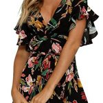 Leewos New! Floral Dresses, Women Sexy V Neck Ruffle Sleeve Swing .