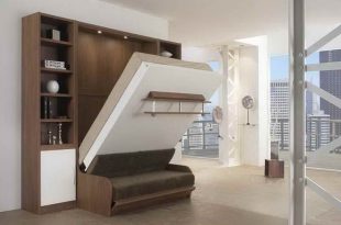 Unique Folding Bed Desk Design with white roof … | Murphy bed sofa .